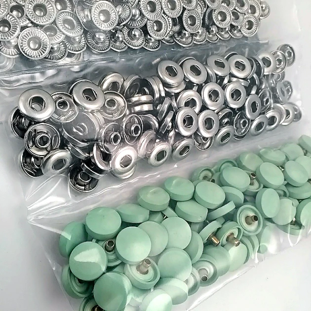 12,5 mm Çıtçıt Takımı Soft Yeşil - Pastel Yeşil Plastik Kapaklı - Gümüş 3 Alt Parça 100 adet/pkt ERC00125PLSYesil