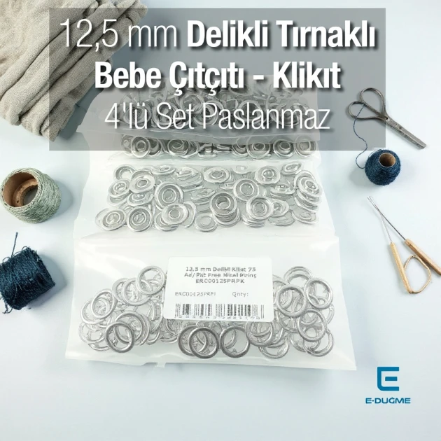 12.5 mm Perforated Brass Snap Fastener, 75 Pieces/Pack, ERC00125PRPK