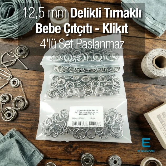 12.5 mm Perforated Brass Snap Fastener, 75 Pieces/Pack, ERC00125PRPK