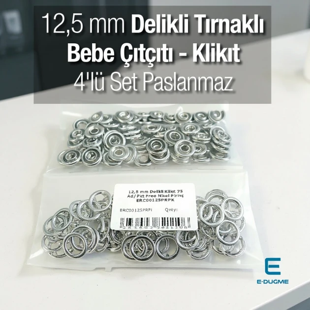 12.5 mm Perforated Brass Snap Fastener, 75 Pieces/Pack, ERC00125PRPK