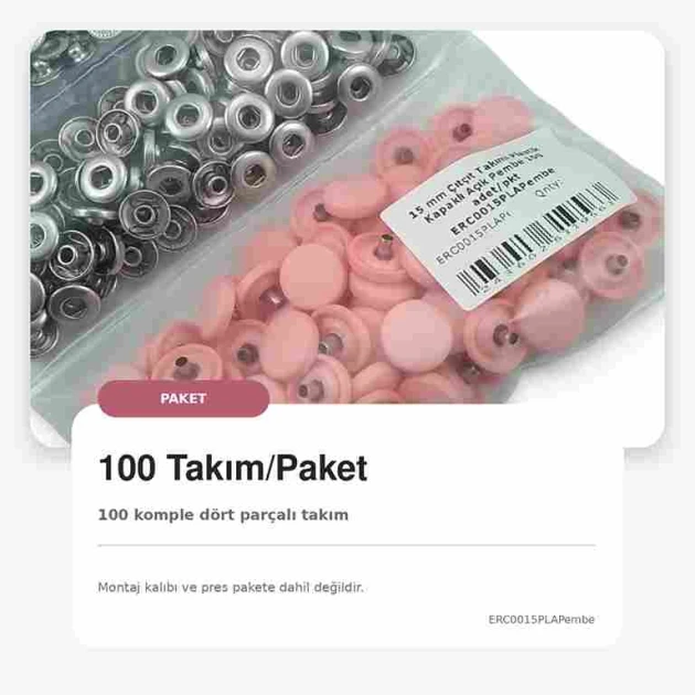 15 mm / 0.591 in Light Pink Plastic-Capped Snap Fastener for garments, bags, and home textiles