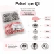 15 mm Açık Pembe Plastik Kapaklı Çıtçıt, 100 Takım, 54 Sistem, Çocuk Giyimi, Mont, Çanta, Ev Tekstili