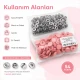 15 mm Açık Pembe Plastik Kapaklı Çıtçıt, 100 Takım, 54 Sistem, Çocuk Giyimi, Mont, Çanta, Ev Tekstili