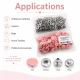 15 mm Açık Pembe Plastik Kapaklı Çıtçıt, 100 Takım, 54 Sistem, Çocuk Giyimi, Mont, Çanta, Ev Tekstili