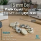 Snap Fastener Set with 0,59" - 15 mm Plastic Cover Biege 100 pieces/pack ERC0015PLBej