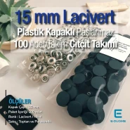 Snap Fastener Set with Cap Plastic 15 mm - 0,59" Dark Blue 100 pieces/pack ERC0015PLDBlue