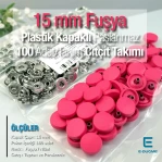 Snap Fastener Set with 15 mm - 0,59" Plastic Cover Fuchsia 100 pieces/pack ERC0015PLFsy