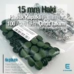Çıtçıt Takımı 15 mm Plastik Kapaklı Haki 100 adet/pkt ERC0015PLHaki
