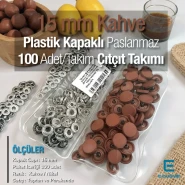 15 mm Snap Fastener Set with 0,59" Plastic Cover Brown 100 pieces/pack ERC0015PLKhv
