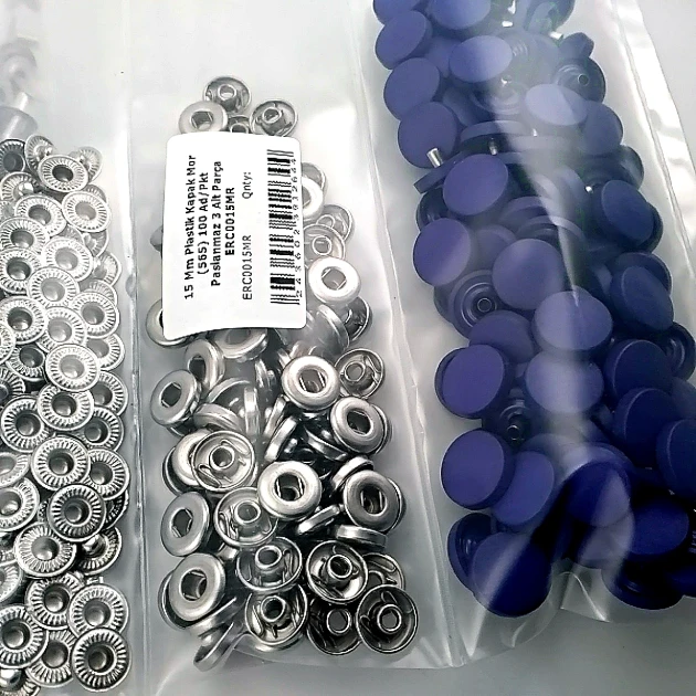 Çıtçıt Takımı 15 mm Plastik Kapaklı Mor 100 adet/pkt ERC0015PLMor