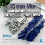 Çıtçıt Takımı 15 mm Plastik Kapaklı Mor 100 adet/pkt ERC0015PLMor