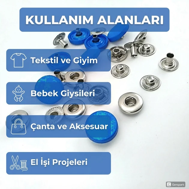 Pot Blue Snap Fastener 15 mm - 0,59" Set with Plastic Cap 100 pieces/pack ERC0015PLSMavi