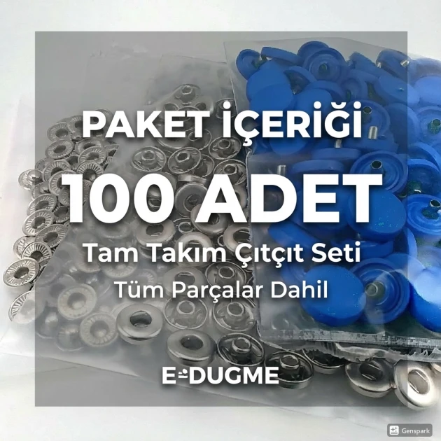 Pot Blue Snap Fastener 15 mm - 0,59" Set with Plastic Cap 100 pieces/pack ERC0015PLSMavi