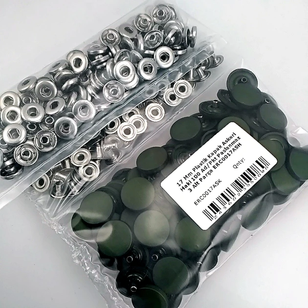 17 mm - 0,67" Military Khaki Green Plastic Cap Snap Fastener Set with 100 pieces/pack ERC0017PLAHYesil