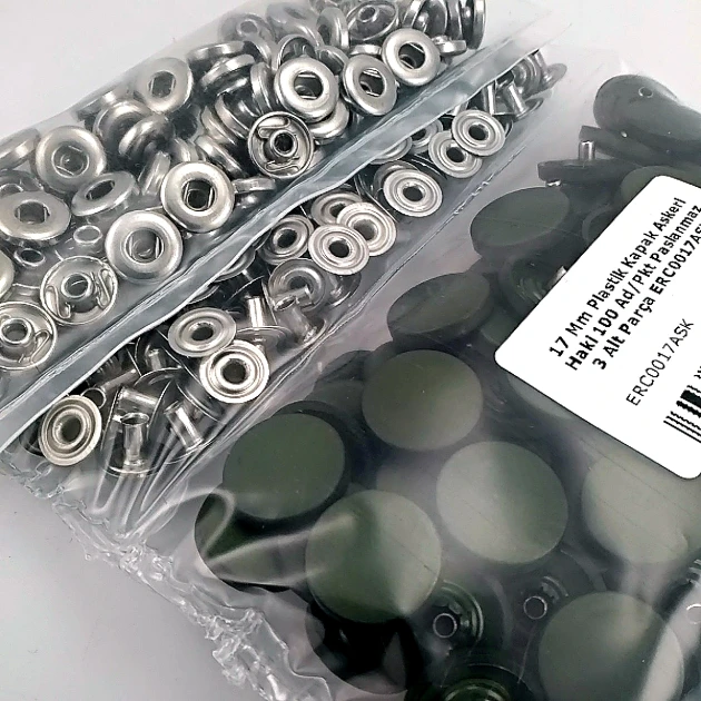 17 mm - 0,67" Military Khaki Green Plastic Cap Snap Fastener Set with 100 pieces/pack ERC0017PLAHYesil