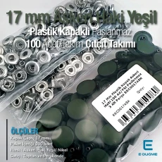Plastik Kapaklı Çıtçıt Takımı 17 mm Askeri Haki Yeşil 100 adet/pkt ERC0017PLAHYesil
