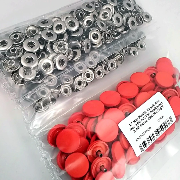 Plastik Kapaklı Çıtçıt Takımı 17 mm Açık Nar 100 adet/pkt ERC0017PLANar