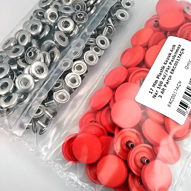 Plastik Kapaklı Çıtçıt Takımı 17 mm Açık Nar 100 adet/pkt ERC0017PLANar