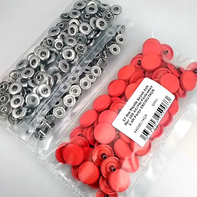 Plastik Kapaklı Çıtçıt Takımı 17 mm Açık Nar 100 adet/pkt ERC0017PLANar