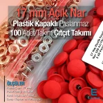 Plastik Kapaklı Çıtçıt Takımı 17 mm Açık Nar 100 adet/pkt ERC0017PLANar