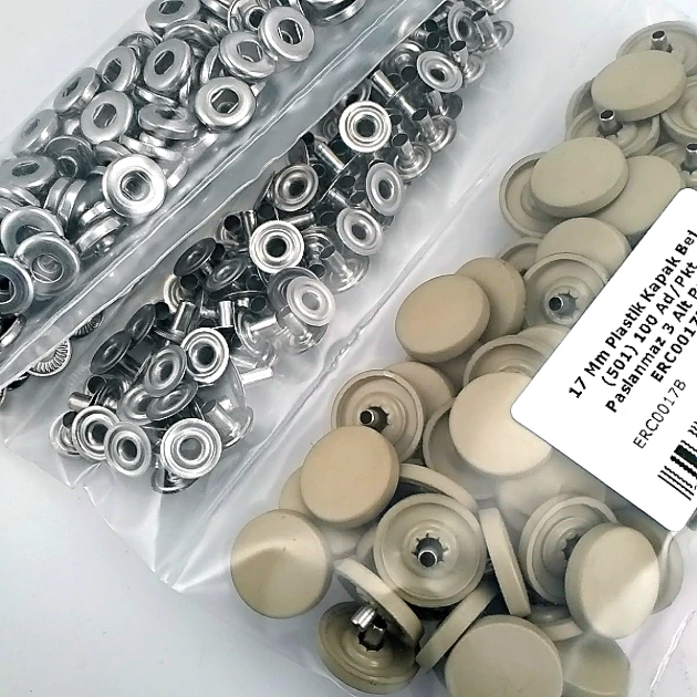 Çıtçıt Takımı 17 mm Plastik Bej Kapaklı 100 adet/pkt ERC0017PLBej