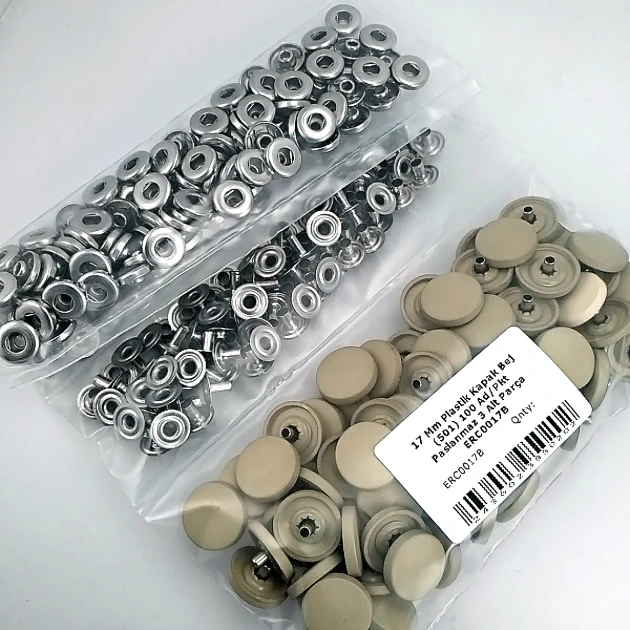Çıtçıt Takımı 17 mm Plastik Bej Kapaklı 100 adet/pkt ERC0017PLBej