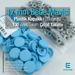 17 mm Snap Fastener Set with Cap Plastic 0,67" Baby Blue 100 pieces/pack ERC0017PLBmavi