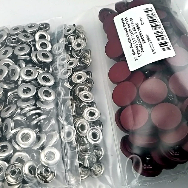 Çıtçıt Takımı 17 mm Plastik Bordo Kapaklı 100 adet/pkt ERC0017PLBrd