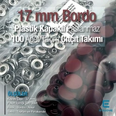 Çıtçıt Takımı 17 mm Plastik Bordo Kapaklı 100 adet/pkt ERC0017PLBrd