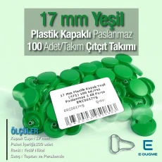 17 mm Plastik Kapaklı Çıtçıt Takımı Yeşil 100 adet/pkt ERC0017PLYesil