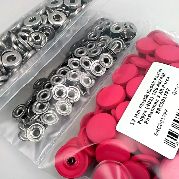 Çıtçıt Takımı 17 mm Plastik Fuşya Kapaklı 100 adet/pkt ERC0017PLFsy