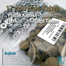 Çıtçıt Takımı 17 mm Plastik Kahve Haki Kapaklı 100 adet/pkt ERC0017PLKHaki