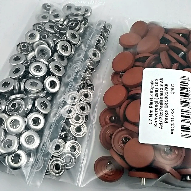 17 mm - 0,67" Brown Snap Fastener Set with Cap Plastic 100 pieces/pack ERC0017PLKahve