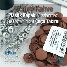 Plastik Kapaklı 17 mm Çıtçıt Takımı Kahve 100 adet/pkt ERC0017PLKahve
