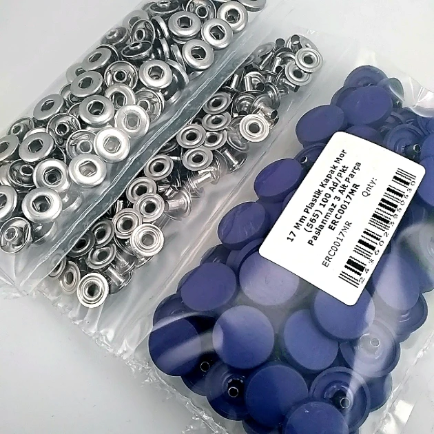Plastik Kapaklı Çıtçıt Takımı 17 mm Mor 100 adet/pkt ERC0017PLMor