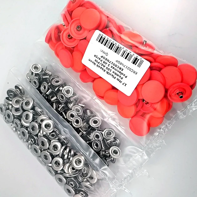 17 mm - 0,67" Plastic Cap Snap Fastener Set with Neon Pink 100 pieces/pack ERC0017PLNPembe
