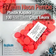 Plastic Cap Snap Fastener Set with 17 mm - 0,67" Neon Pink 100 pieces/pack ERC0017PLNPembe