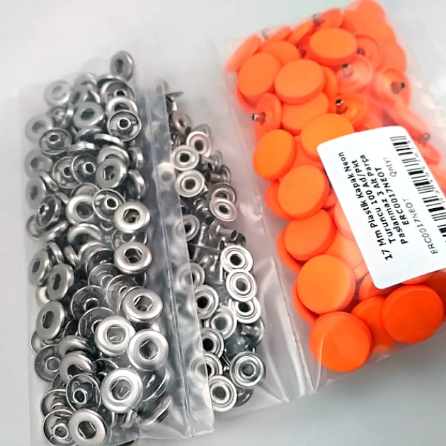 Plastik Kapaklı Çıtçıt Takımı 17 mm Neon Turuncu 100 adet/pkt ERC0017PLNTuruncu