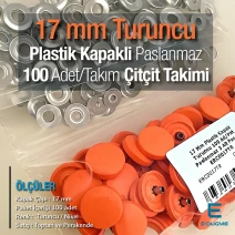 17 mm - 0,67" Plastic Cap Snap Fastener Set with Orange 100 pieces/pack ERC0017PLOrange