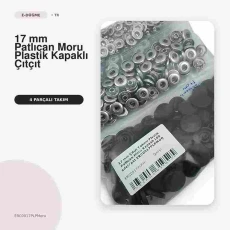 17 mm Patlıcan Moru Plastik Kapaklı Çıtçıt Takımı 100 Takım ERC0017PLPMoru