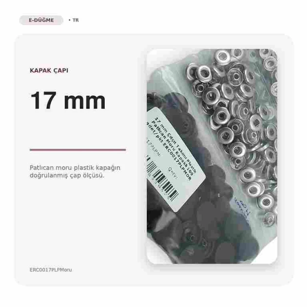 17 mm Aubergine Purple Plastic-Capped Snap Fastener Set for Apparel and Accessories