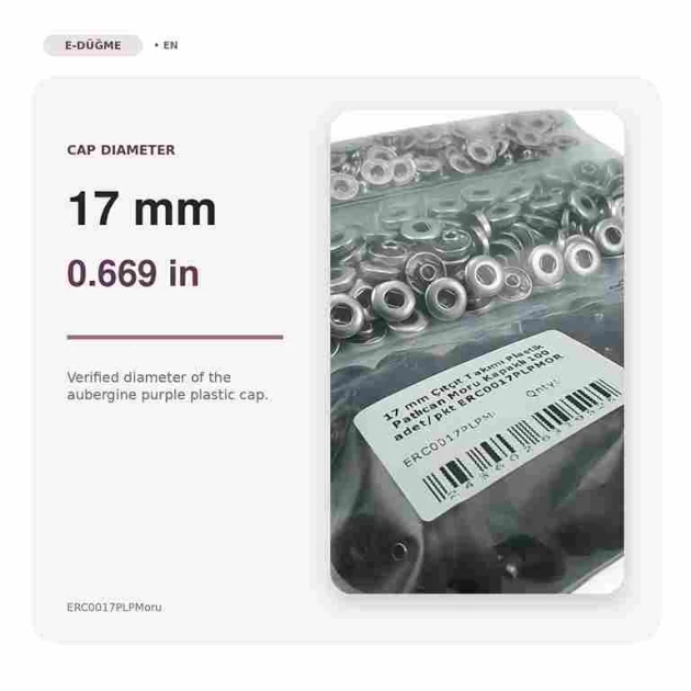 17 mm Aubergine Purple Plastic-Capped Snap Fastener Set for Apparel and Accessories