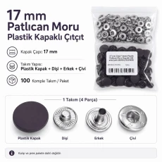 17 mm Patlıcan Moru Plastik Kapaklı Çıtçıt Takımı 100 Takım ERC0017PLPMoru