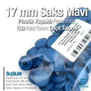 Snap Fastener Set with Cap Plastic 17 mm - 0,67" Saks Blue 100 pieces/pack ERC0017PLSMavi