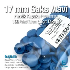 Plastik Kapaklı 17 mm Çıtçıt Takımı Saks Mavi 100 adet/pkt ERC0017PLSMavi