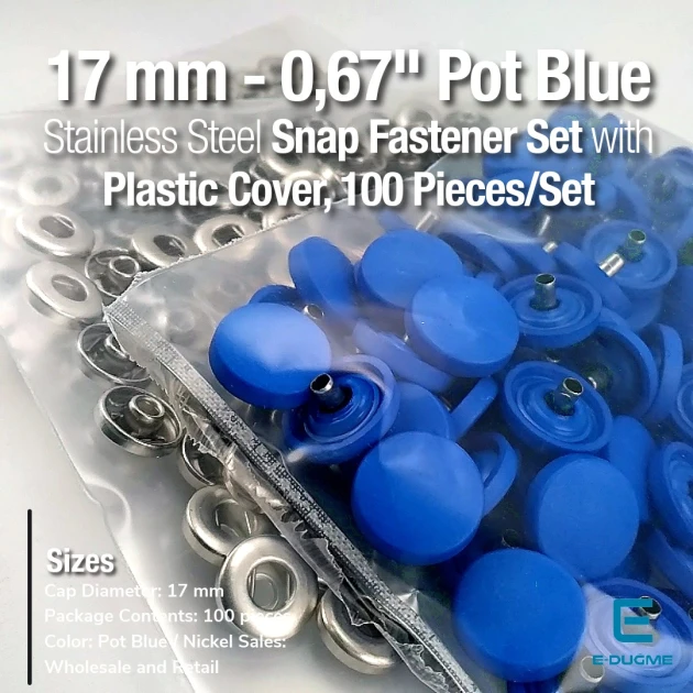 Plastik Kapaklı 17 mm Çıtçıt Takımı Saks Mavi 100 adet/pkt ERC0017PLSMavi