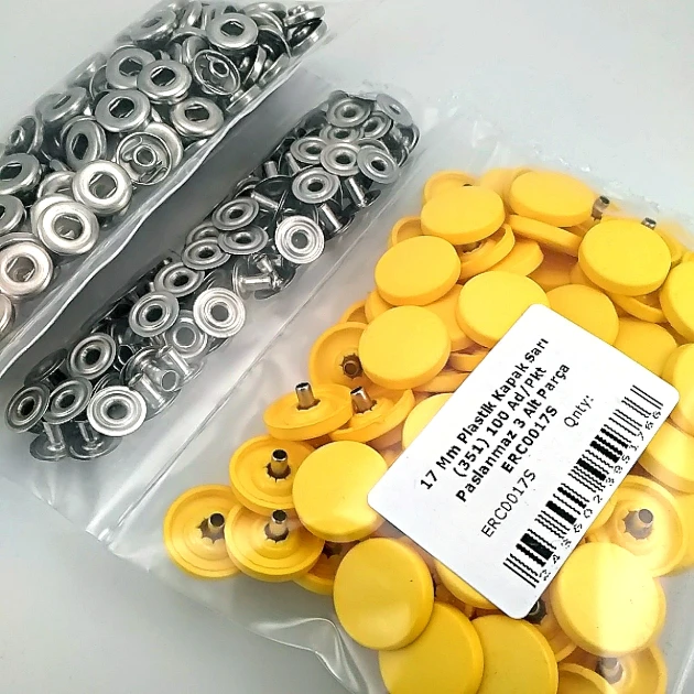 Çıtçıt Takımı 17 mm Plastik Sarı Kapaklı 100 adet/pkt ERC0017PLSari