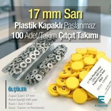 17 mm Snap Fastener Set with Cap Plastic 0,67"  Yellow 100 pieces/pack ERC0017PLSar