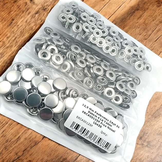 54 Sistem 12,5 mm Çıtçıt Düğme Hafif Bombeli Paslanmaz Çıtçıt 100 Ad / Paket ERCA00125P