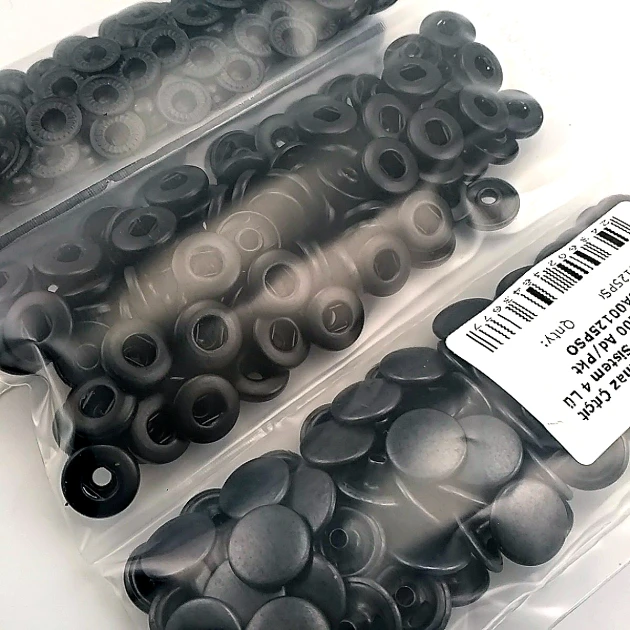 12,5 mm Hafif Bombeli Paslanmaz 54 Sistem Çıtçıt Siyah Oksit Çıtçıt Düğme 100 Ad / Paket ERCA00125PSO